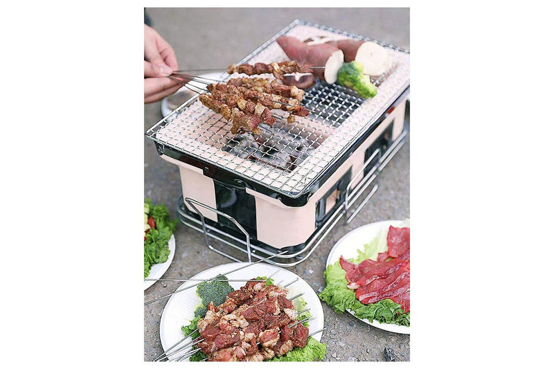 Healthy Choice 40.5cm Clay Firebox Hibachi Tabletop Dual Charcoal Grill Mini BBQ