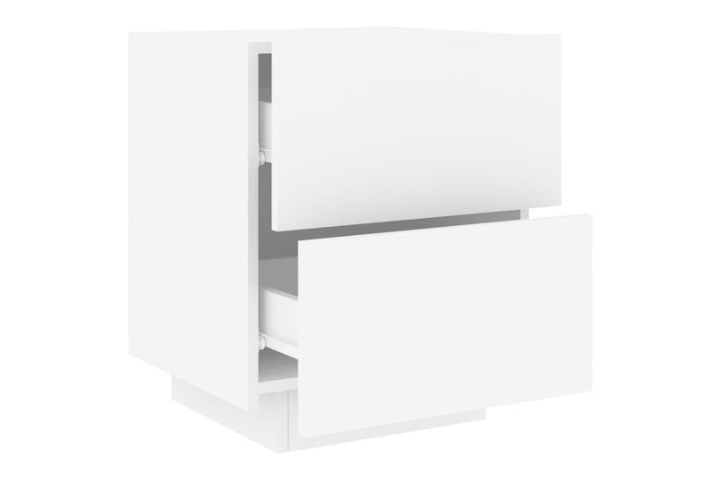 Bedside Cabinets With Led Lights 2 Pcs White Engineered Wood Bedside Tables