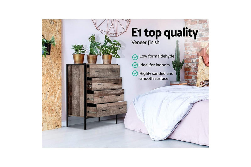 Chest of Drawers Tallboy Dresser Storage Cabinet Industrial Rustic