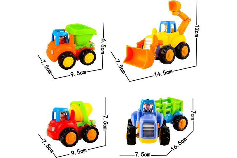 4-Piece Friction Car Toy Set for Toddlers - Construction Vehicles for Early Education