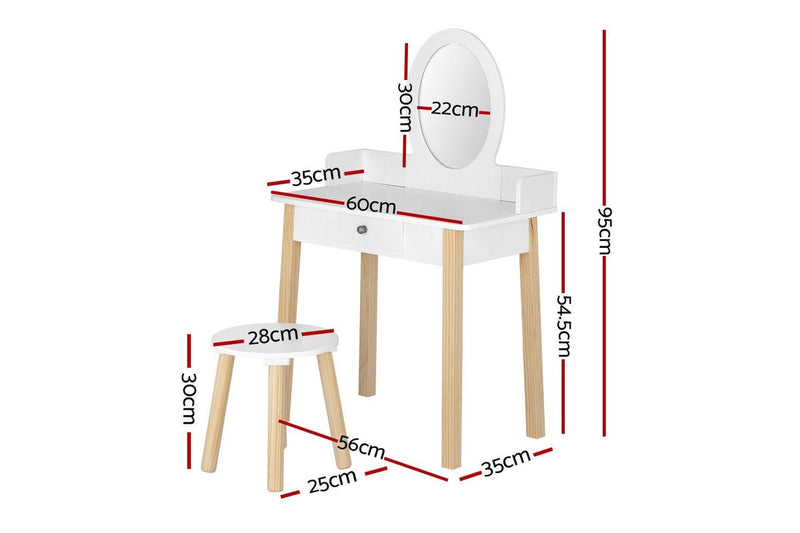 Keezi Kids Dressing Table Chair Set Wooden Leg Vanity Makeup Drawer Mirror Kids Dressing Tables