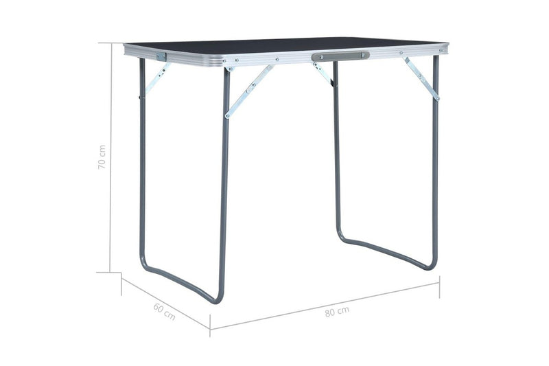 Foldable Camping Table With Metal Frame 80X60 Cm Grey Camping Tables
