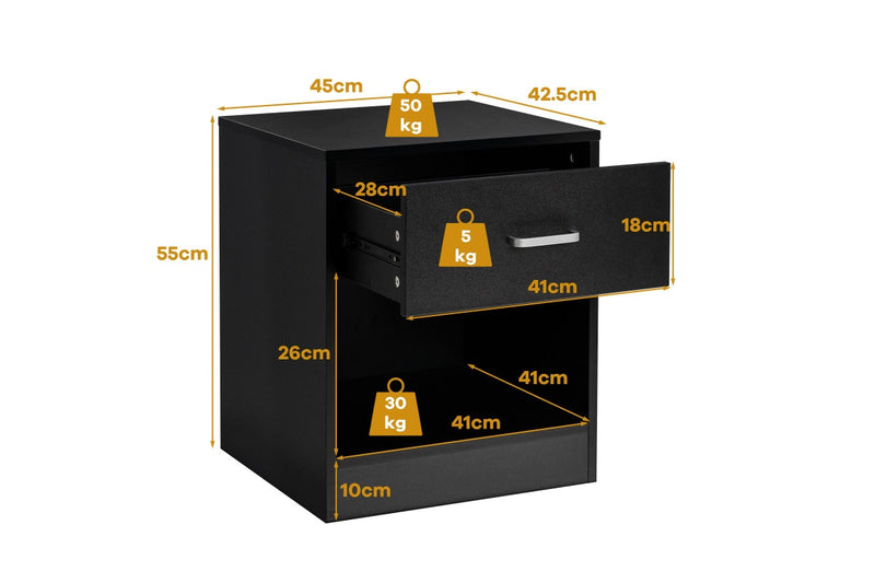 Giantex Nightstand Bedside Table w/Drawer & Open Shelf Modern End Table Black