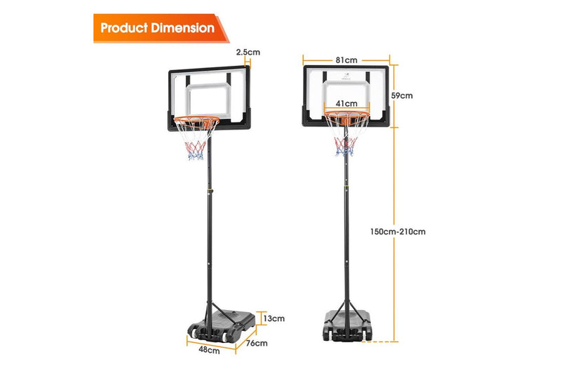 ProPulse Kids Basketball Hoop Stand Portable 1.5M-2.1M Height Adjustable