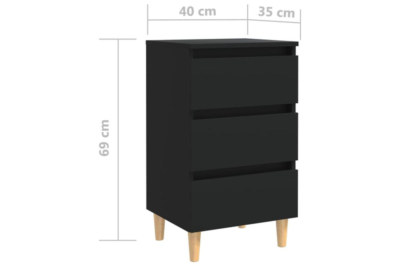 Bed Cabinets With Solid Wood Legs 2 Pcs Black 40X35x69 Cm Bedside Tables