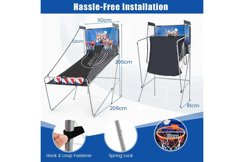 Costway Foldable Basketball Arcade Game Double Shooting Machine 4 Players w/8 Playing Modes&4 Balls