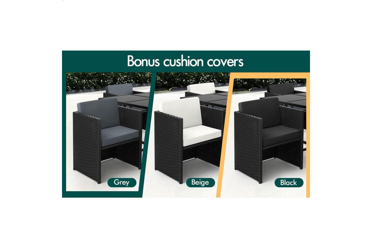 ALFORDSON Outdoor Dining Set 11 PCS Table Chairs Patio Lounge Wicker Furniture