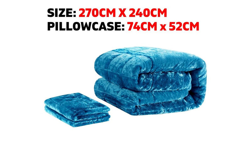 Super King Bedding Faux Mink Quilt Comforter Winter Weight Throw Blanket Teal