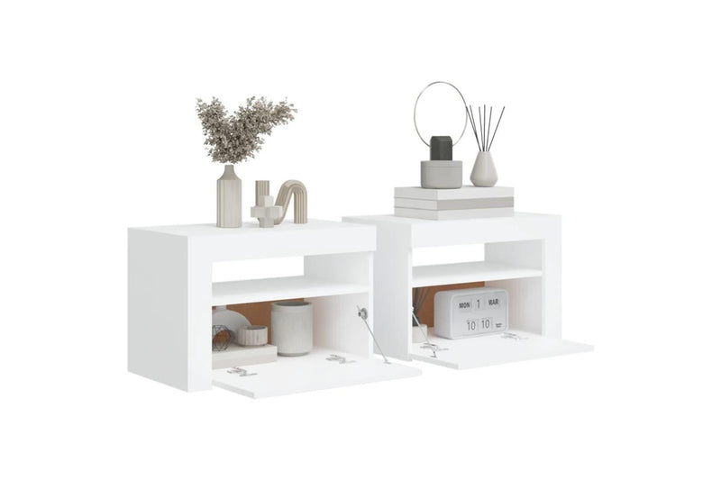 Bedside Cabinets 2 pcs with LEDs White 60x35x40 cm vidaXL