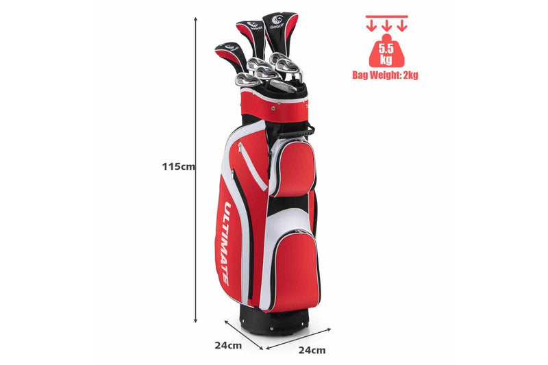 Costway Premium Ladies Golf Clubs Set Starters w/Bag 10 Pieces Alloy/Graphite Drive Red