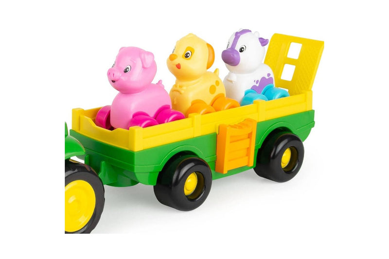 John Deere 35cm Animal Sounds Music Wagon Ride Kids Vehicle w Figure Toy 18m+