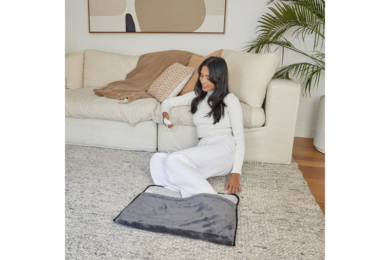 Homedics Indoor Soft Heated Winter Foot Warming Pouch Relaxing Comfort Set Grey