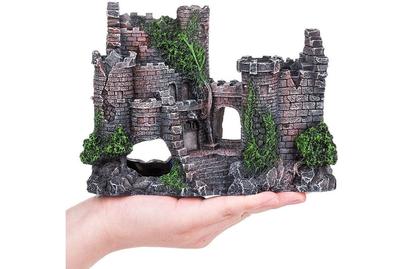 Costcom Aquarium Fish Tank Ancient Castle Tower Hide Cave Resin Building Rock Decoration