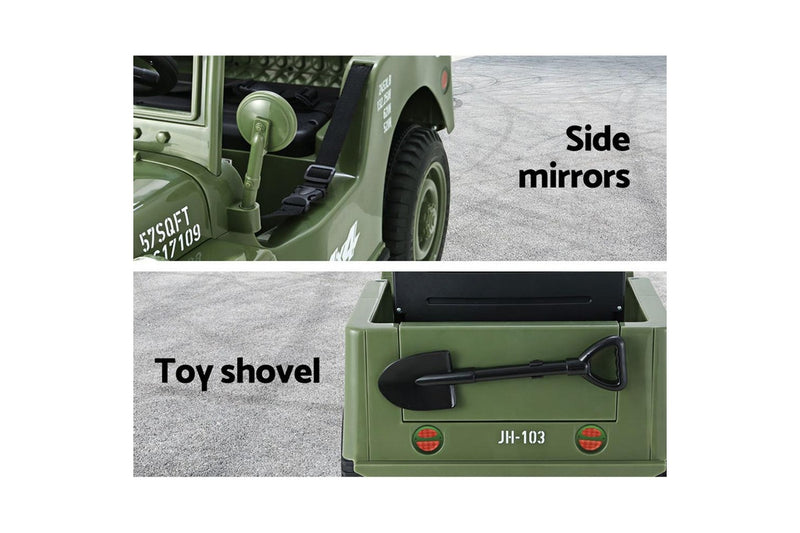 Rigo Kids Electric Ride On Car Jeep Military Off Road Toy Cars Remote 12V Olive