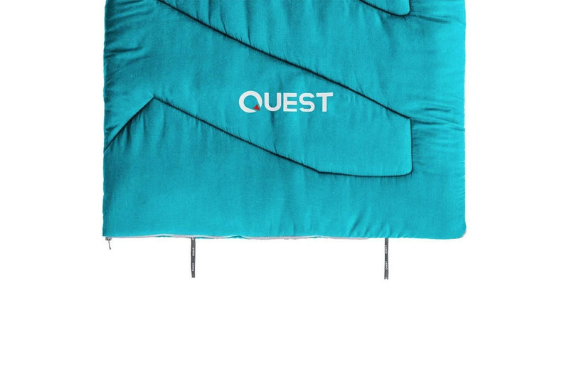Quest Ridgeline 220cm -5C Sleeping Bag w Carry Bag Outdoor Camping Hiking Blue
