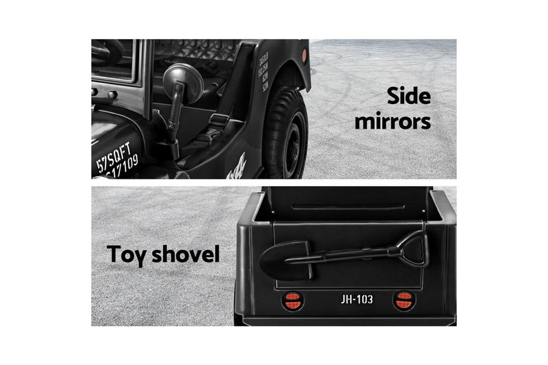 Rigo Kids Electric Ride On Car Jeep Military Off Road Toy Cars Remote 12V Black