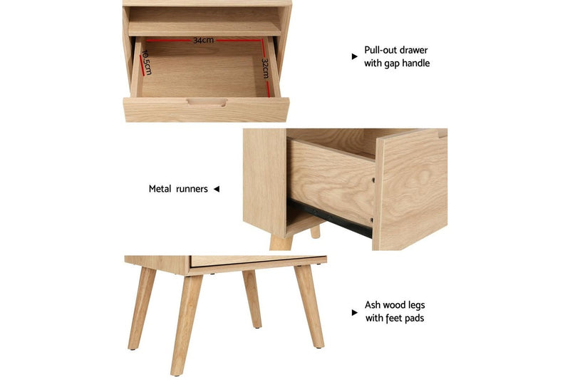 Artiss Bedside Table Side End Table Shelf Drawers Nightstand Bedroom Storage