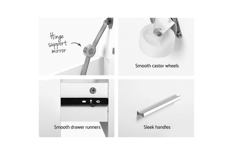 Artiss Dressing Table 2 In 1 Set Hidden Makeup Mirror Storage Drawers Bedside Tables