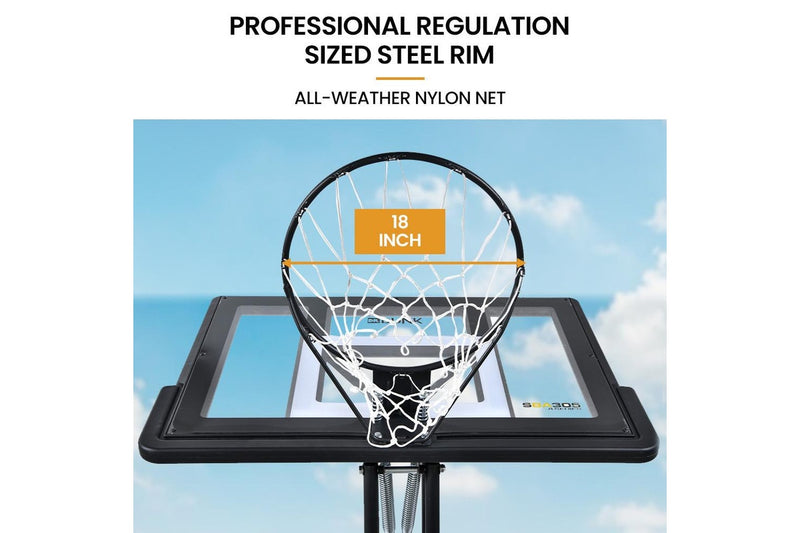 DR. DUNK Portable Basketball Hoop Stand System, Full Size 2.45m to 3.05m Height Adjustable