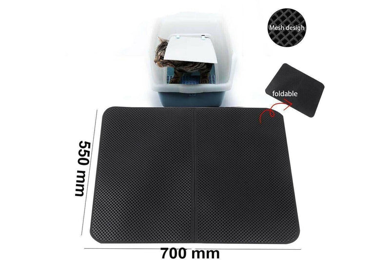 Waterproof Double-Layer Cat Litter Mat Trapper Foldable Pad Pet Rug Home L