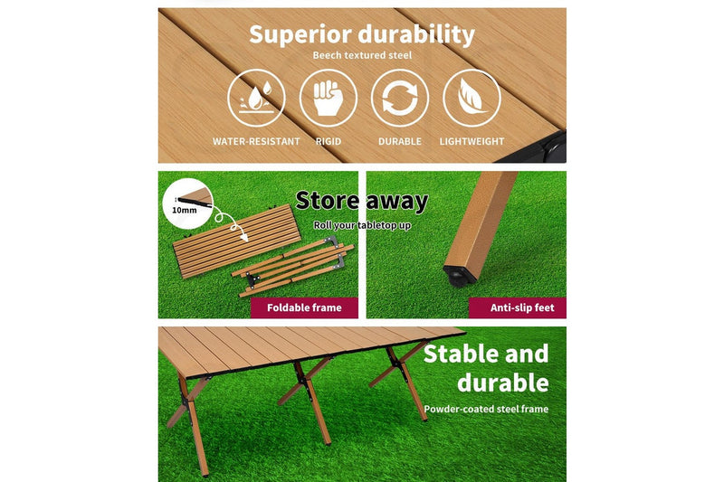 Levede Folding Camping Table Brown