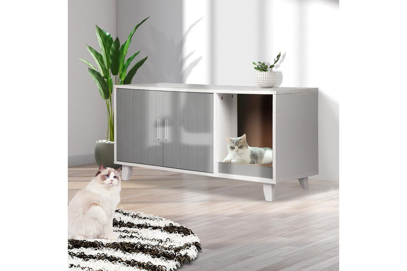 Enclosed Cat Litter Cabinet Box Grey