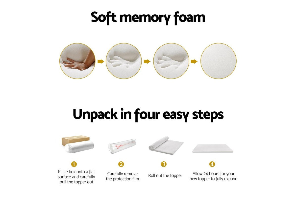 Giselle Bedding Memory Foam Mattress Topper 7-Zone 8cm Queen White