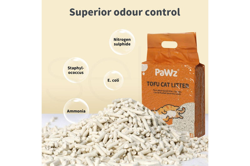 Pawz 2.5kg Tofu Cat Litter Clumping Flushable Fast Super Absorben Natural x6