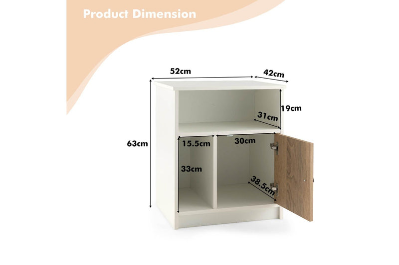 Giantex 2PCS Bedside Table Nightstand w/Open Shelves End Table Storage Cabinet Home Office Side Table White