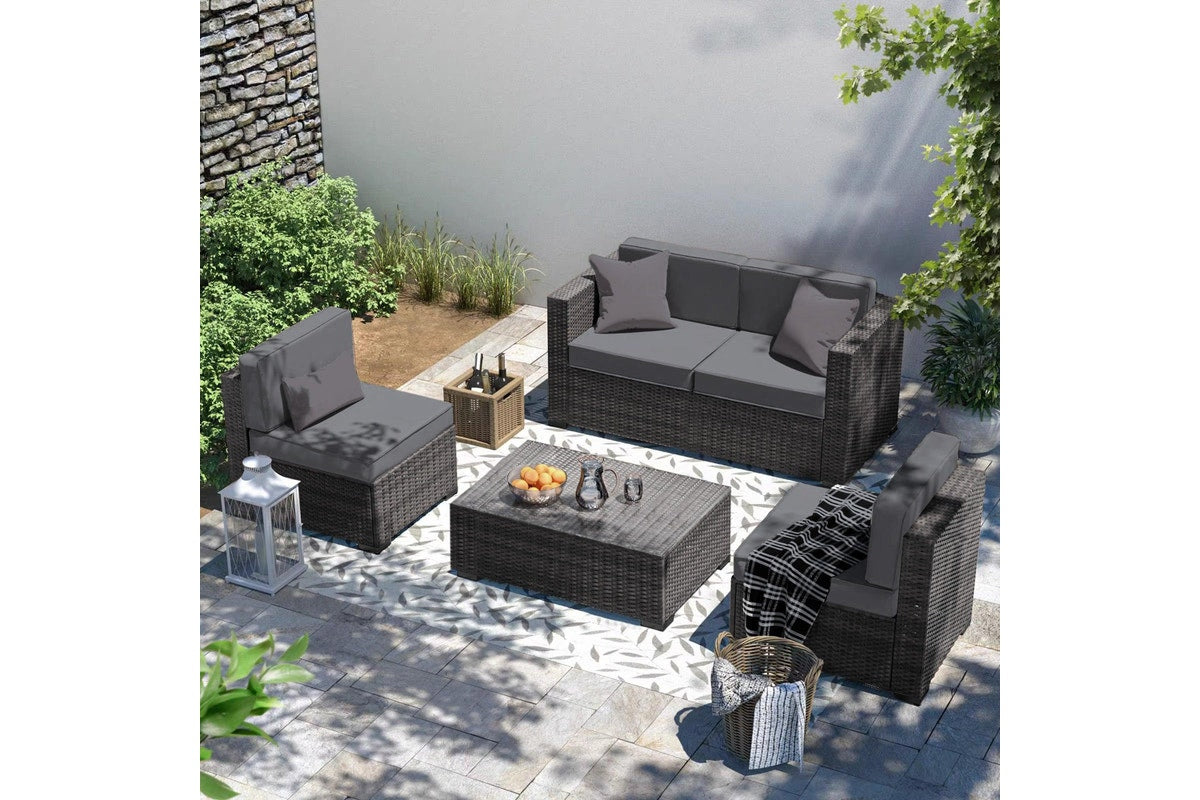 6pc Lounge Set Outdoor Furniture Rattan Wicker Chair Sofa Table Garden Patio