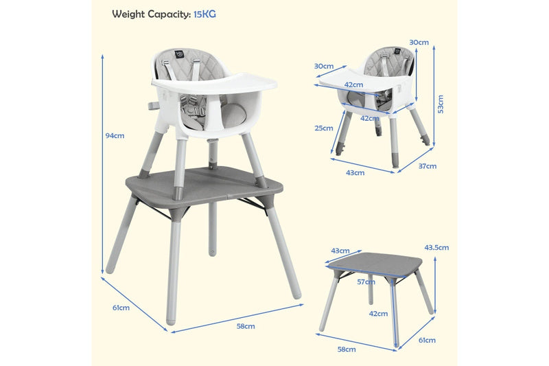 Giantex 5-in-1 Convertible Baby Highchair Infant High Dining Chair w/Removable & Adjustable Tray Grey