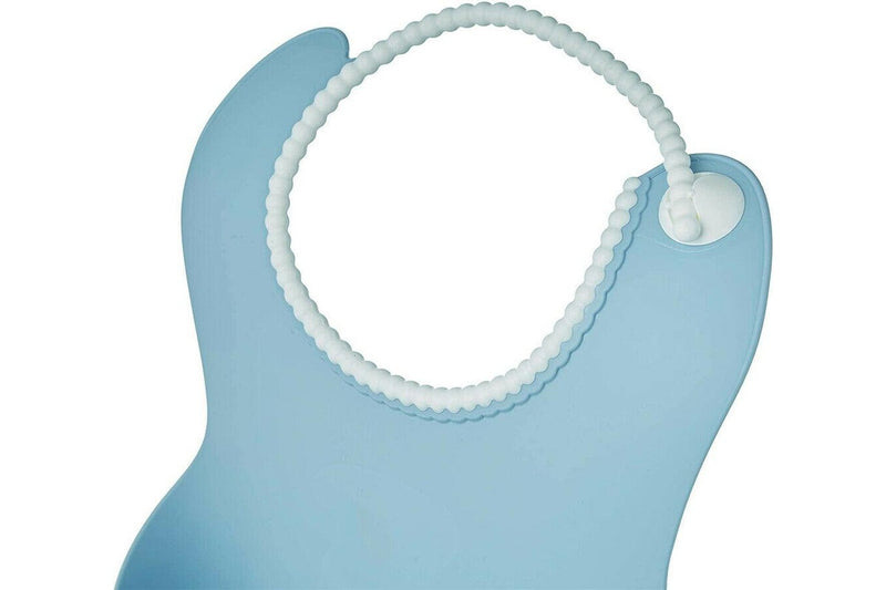 Ozstock Bib With Food Catcher Reusable 1pk 25cm x 21cm 6mths+ Pink Blue