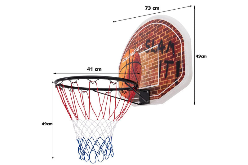 Costway Indoor Basketball Hoop Wall Door Mounted Backborad Ring Set 73×49cm w/Weatherproof Nylon Net Home Outdoor Office