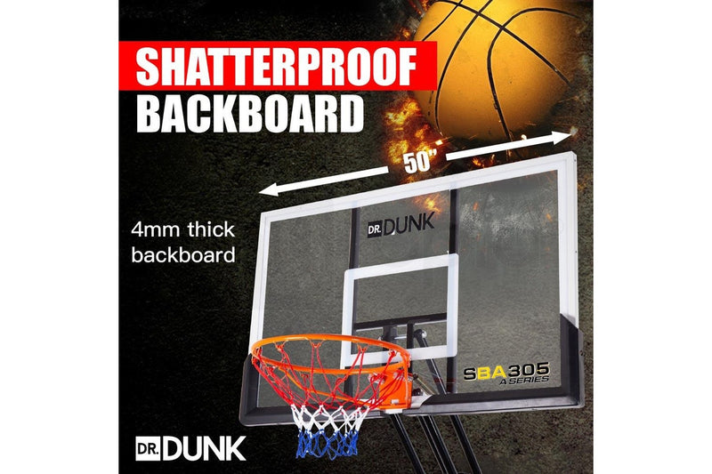 Dr.Dunk 3.05M Portable Basketball Hoop Stand System Height Adjustable Net Ring Rim Slam Backboard