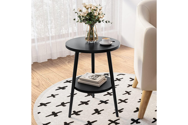 2-Layer Round Coffee Table, End Tables Living Room