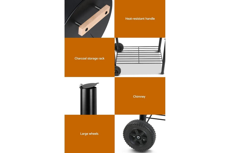 Grillz 2-In-1 BBQ Grill Offset Charcoal Smoker