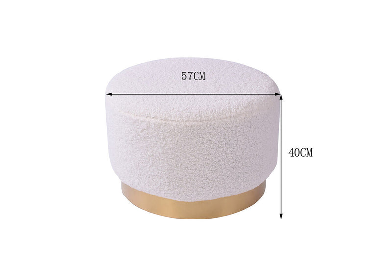ISIDORE White Round Ottoman