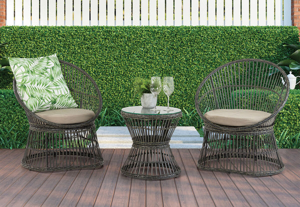 ORTIZ Grey 3 Piece Outdoor Patio Set