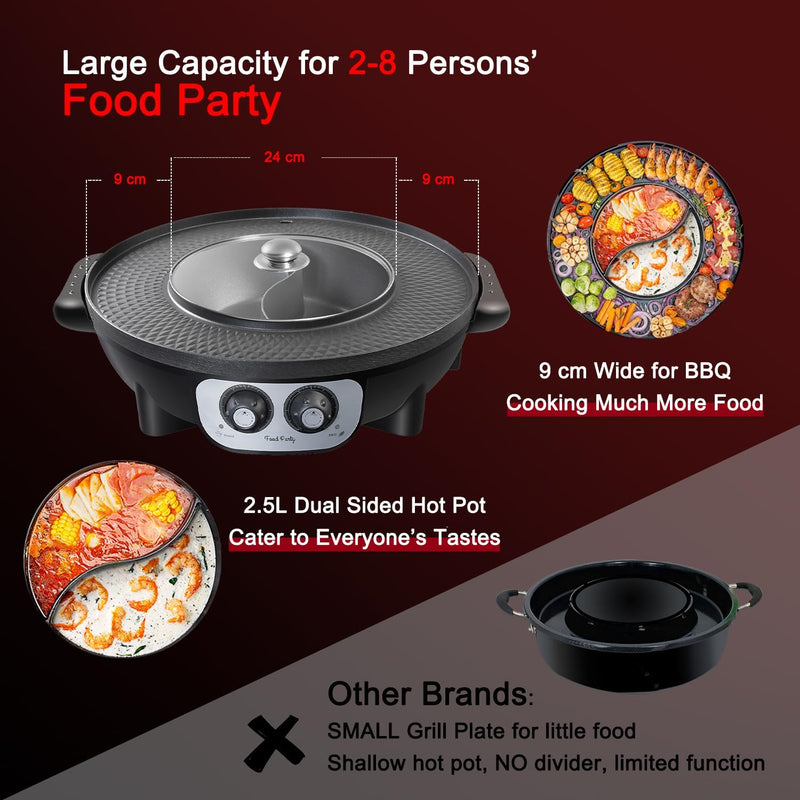 Food Party 2 in1 Electric Smokeless Grill and Hot Pot (Hot Pot) - Layaway AU