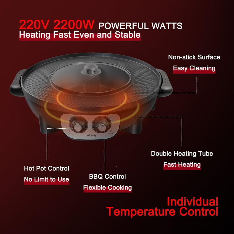 Food Party 2 in1 Electric Smokeless Grill and Hot Pot (Hot Pot) - Layaway AU