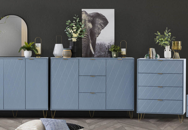 DORSEY Blue Slate 3 Drawer 2 Door Buffet