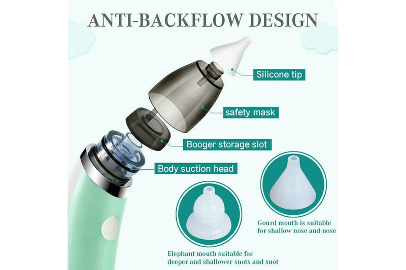 Baby Nasal Aspirator Electric Safe Hygienic Nose Cleaner Snot Sucker For (Green) Baby Health
