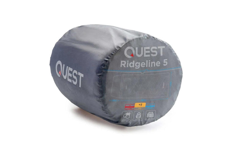 Quest Ridgeline 220cm -5C Sleeping Bag w Carry Bag Outdoor Camping Hiking Blue
