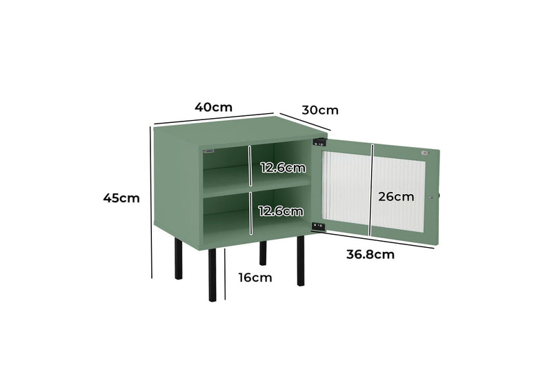 Oikiture 2x Bedside Tables Wood(Green)