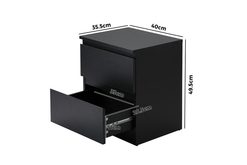 Oikiture Bedside Tables Set of 2 Nightstand Black