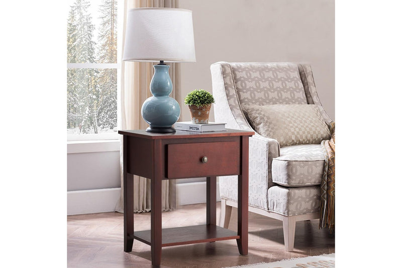 Giantex Set of 2 Bedside Tables Nightstand Wooden End Table Sturdy Storage Cabinet Bedroom Accent Table