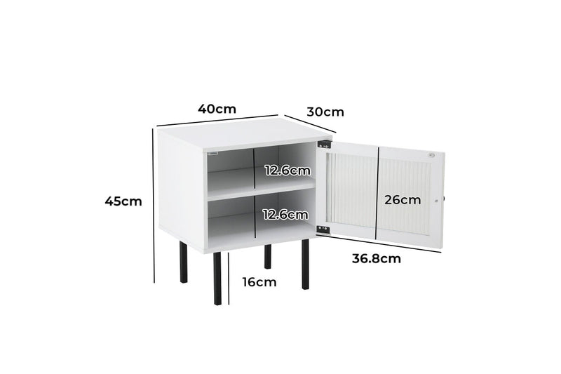 Oikiture 2x Bedside Tables Wood(White)