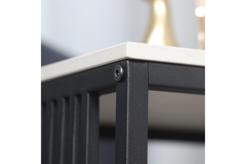 Marble Side Table Black 2 Tier Square 40x45cm