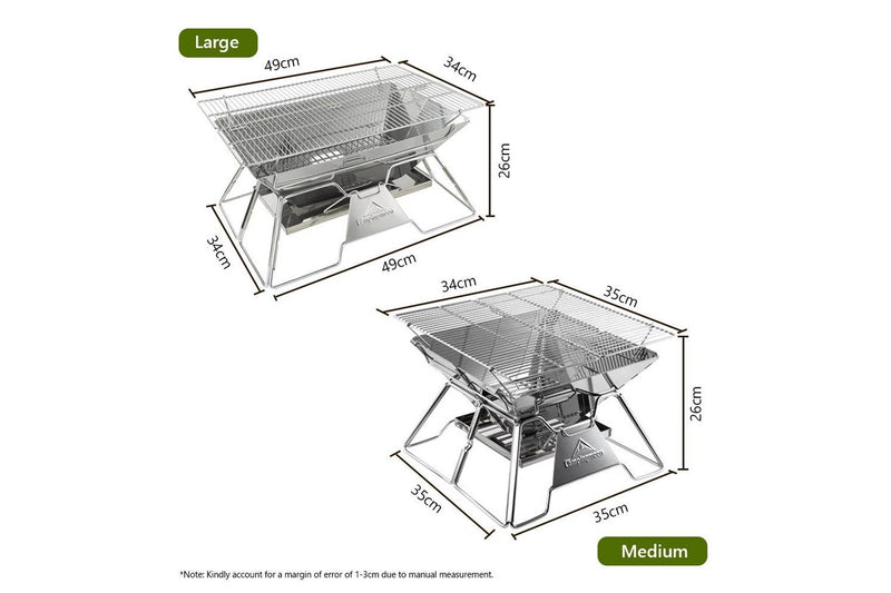CAMPINGMOON Stove Fire Pit BBQ Grill Portable Camping Outdoor Stainless Steel Large MT-3