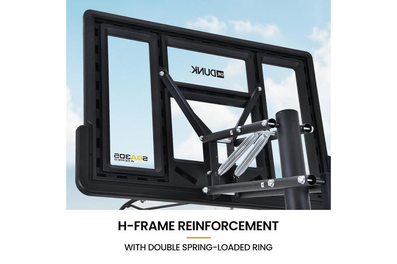 DR. DUNK Portable Basketball Hoop Stand System, Full Size 2.45m to 3.05m Height Adjustable